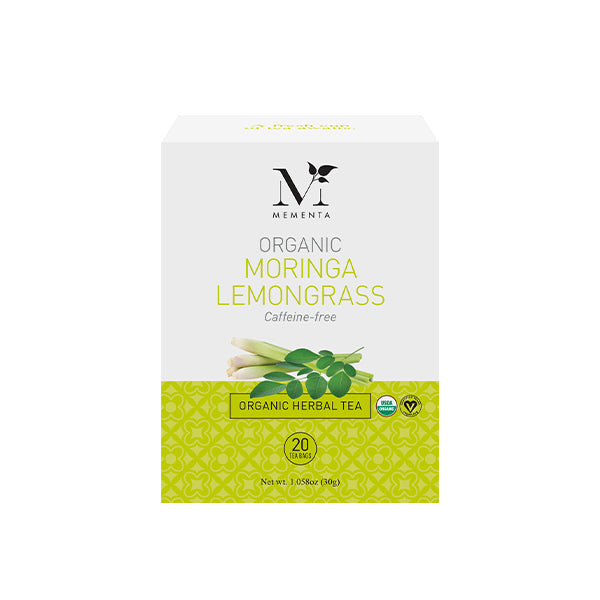 Organic Moringa Lemongrass (20-count) | Mementa Inc | Organic Coconut Cooking Ingredients, Plant Based Foods & Beverages, Vegan Meat Alternatives