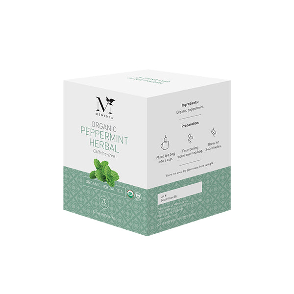 Organic Peppermint (20-count) | Mementa Inc | Organic Coconut Cooking Ingredients, Plant Based Foods & Beverages, Vegan Meat Alternatives